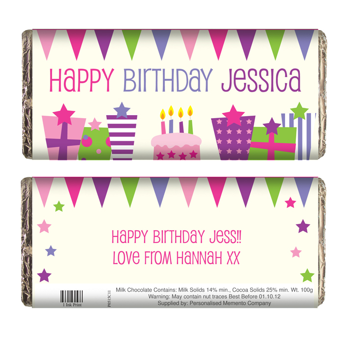 Pink Birthday Presents Chocolate Bar